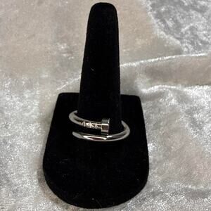 Silver Plated Stainless Steel Nail Ring | Size 9 | Minimalist Statement Ring